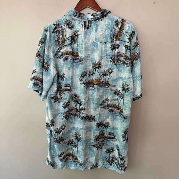 Foundry Co Blue Hawaiian Button Up Shirt Mens Large Tall Vacation Tropical Blue - Picture 2 of 9